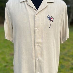 DENIM & FLOWER Ricky Singh Shirt | Palm Beach Short Sleeve Button Down | Mens M